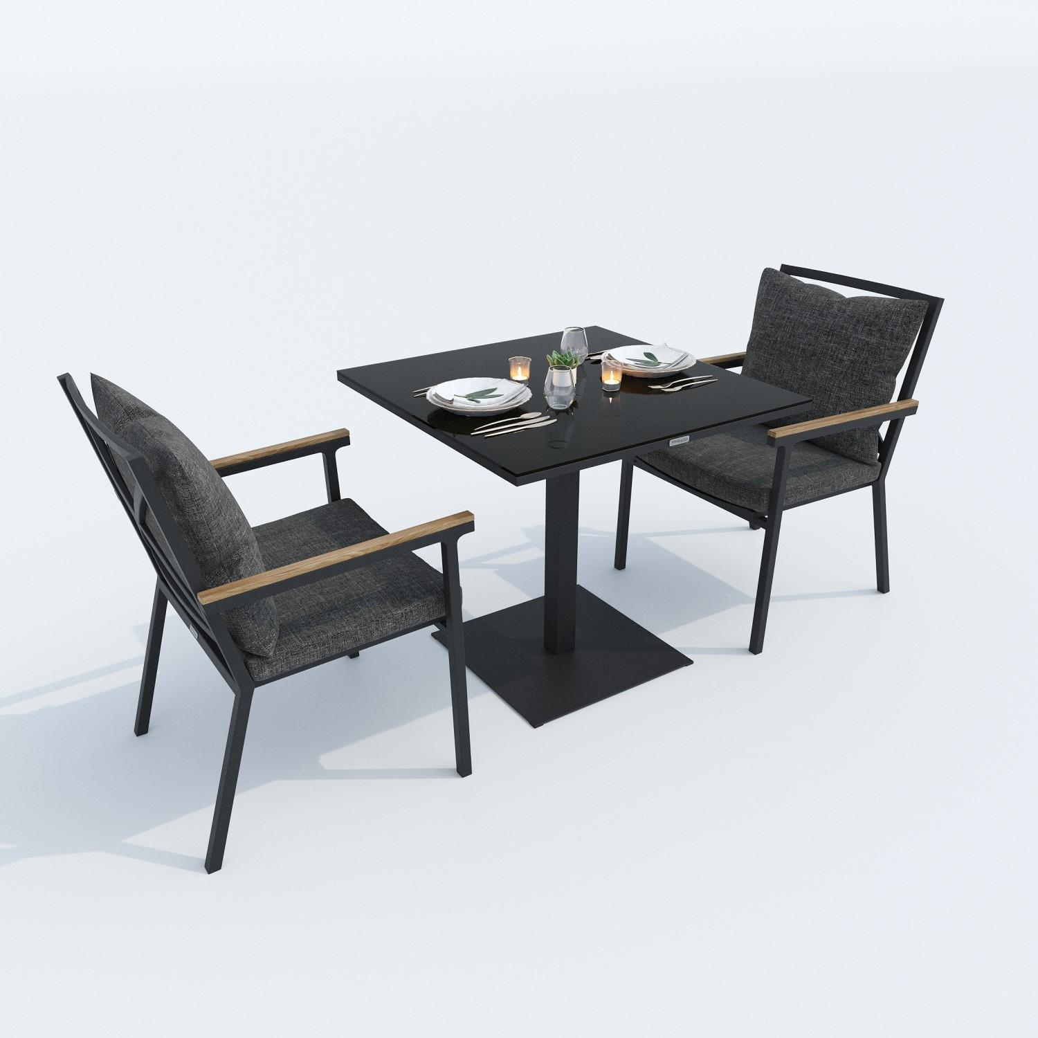 6906.0x1600 Kypit stol obedennii KANA karbon 80x80 sm (1 nojka) - terrasnaya mebel v Moskve | Ideal Patio Stol obedennii KANA aluminii, steklo 80x80 sm (1 nojka), Stoli Стол обеденный КАНА алюминий, стекло 80x80 см (1 ножка)