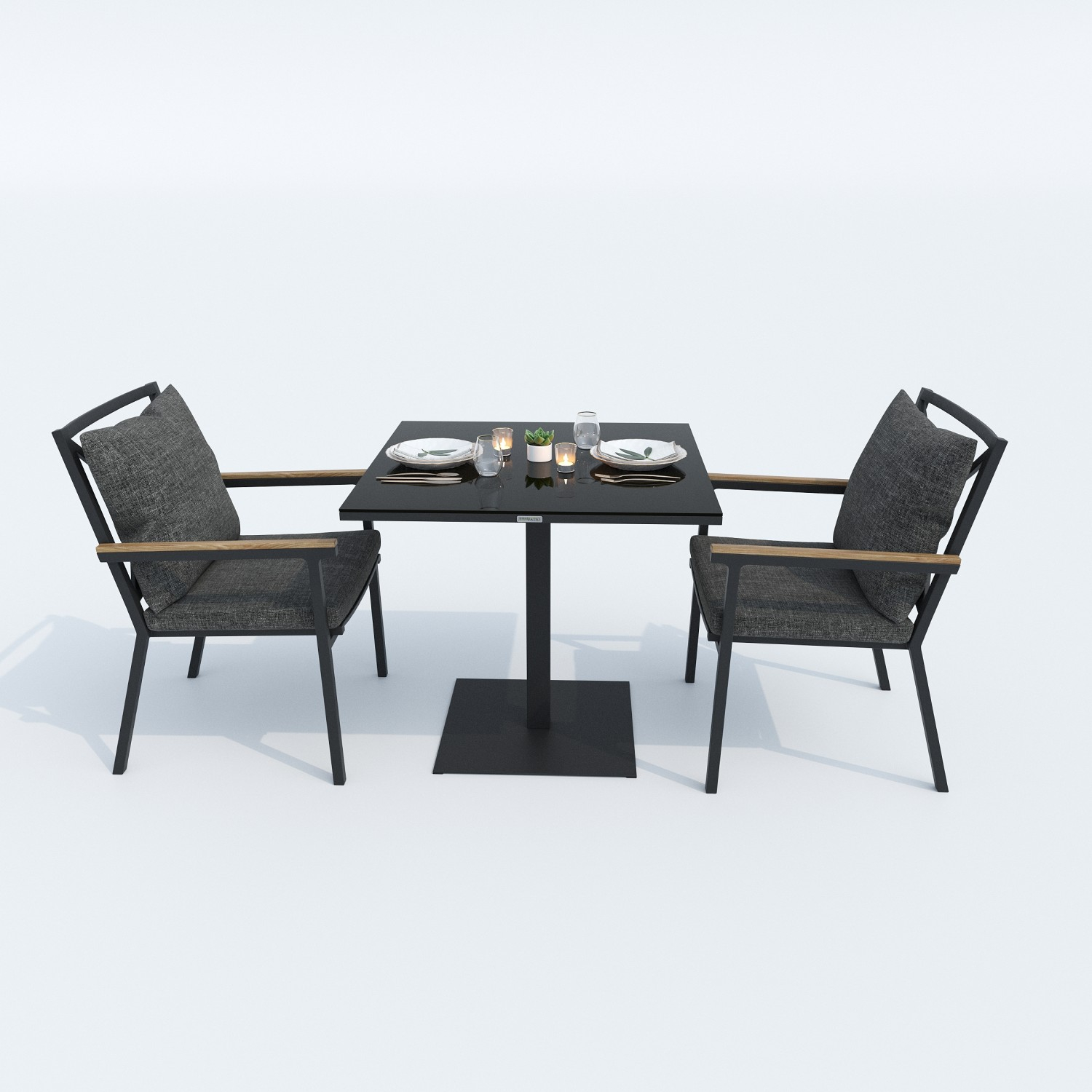 6907.0x1600 Kypit stol obedennii KANA karbon 80x80 sm (1 nojka) - terrasnaya mebel v Moskve | Ideal Patio Stol obedennii KANA aluminii, steklo 80x80 sm (1 nojka), Stoli Стол обеденный КАНА алюминий, стекло 80x80 см (1 ножка)