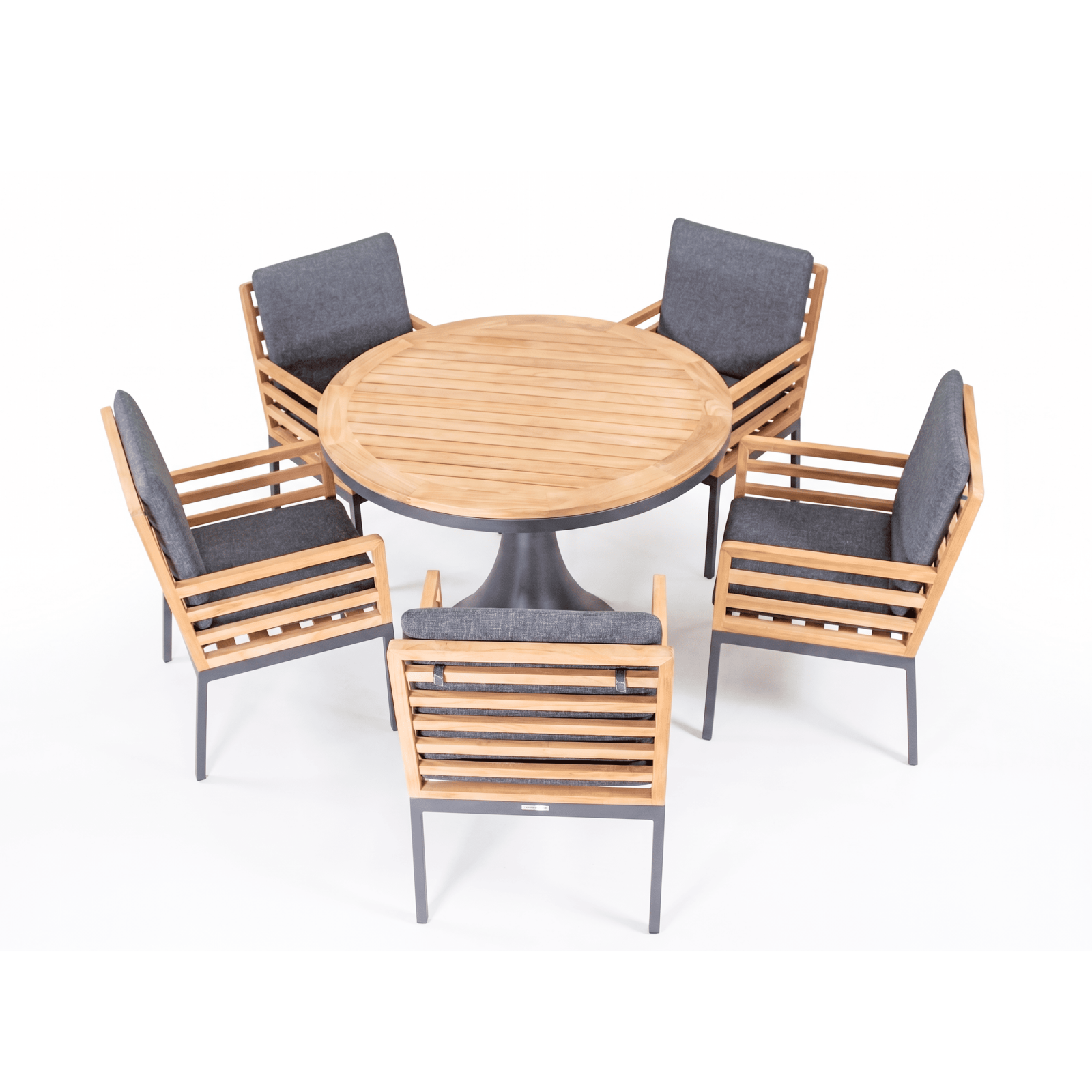 6987.0x1600 Kypit stol kryglii obedennii DIVA T karbon - terrasnaya mebel v Moskve | Ideal Patio Stol kryglii obedennii DIVA T  karkas aluminii, stoleshnica tik, Stoli Стол круглый обеденный ДИВА Т  каркас алюминий, столешница тик