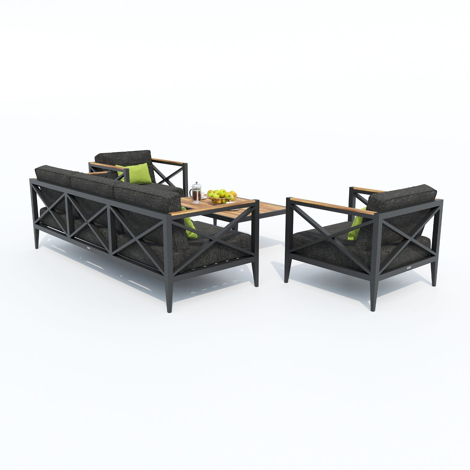 5777.0x1600 Kypit laynj-zony VERITA temno-seraya, karkas karbon, stol iz tika v Moskve | Ideal Patio Laynj zona VERITA temno-seraya (marengo) - karkas karbon - stolik tik, Laynj zona Лаунж зона ВЕРИТА темно-серая (маренго) - каркас карбон - столик тик