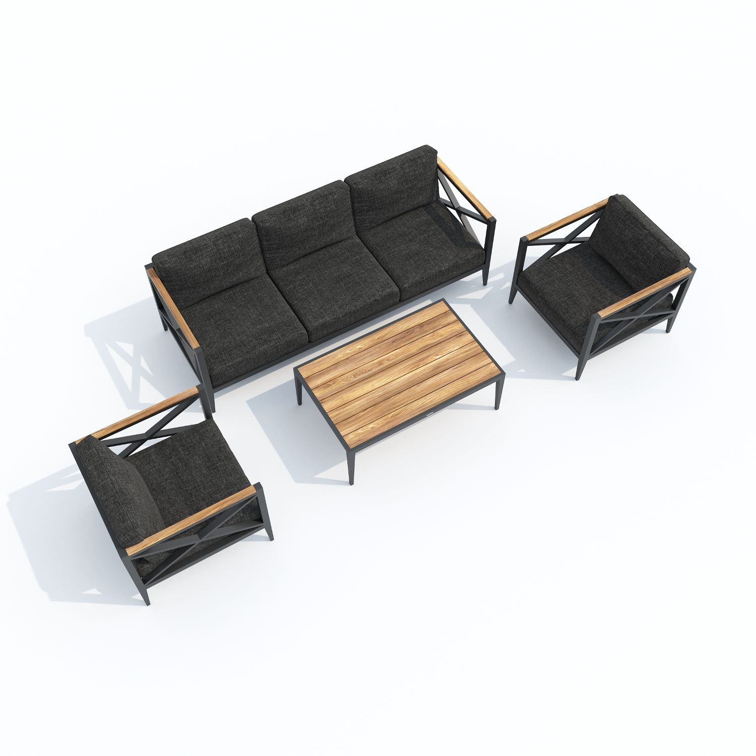 5780.0x1600 Kypit laynj-zony VERITA temno-seraya, karkas karbon, stol iz tika v Moskve | Ideal Patio Laynj zona VERITA temno-seraya (marengo) - karkas karbon - stolik tik, Laynj zona Лаунж зона ВЕРИТА темно-серая (маренго) - каркас карбон - столик тик